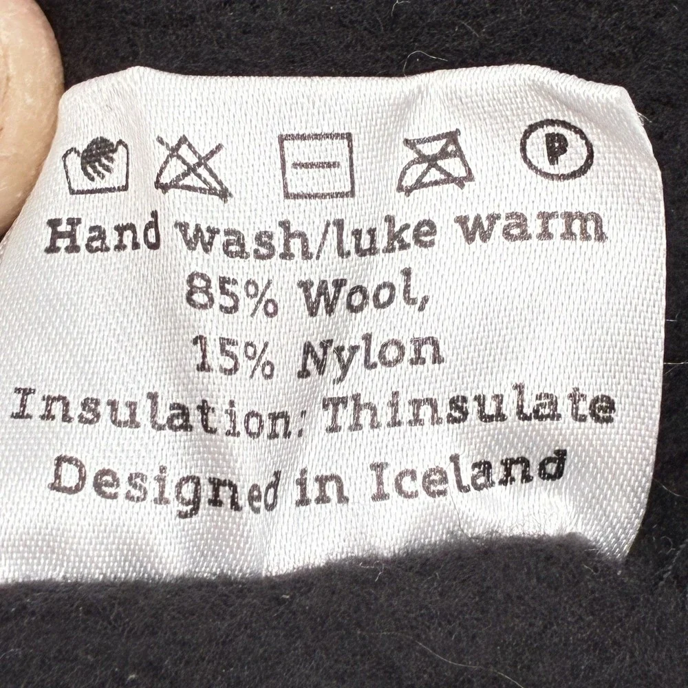 Icewear Iceland Norwegian Wool Beanie Thinsulate Lined Black Gray Fair Isle Hat